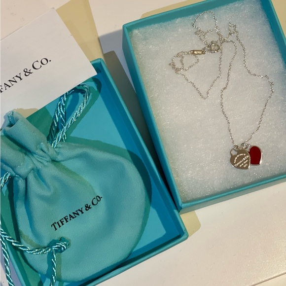 Tiffany & Co. Jewelry - Tiffany & Co. Necklace with red/dark pink heart.